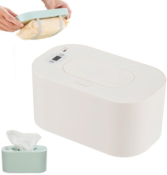Babydoekjes verwarmer - Vochtige Doekjes Verwarmer - Billendoekjesdoos - 3 Warmtestanden & snel verwamer - Nachtlampfunctie - Kinderslot - Wit