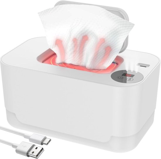 Babydoekjesverwarmer met LED-lampje - Wipes warmer - Snelle en Eerlijke Verwarming - Doekjes Warmer Dispenser - Comfortabel Luiers - Baby Verzorging - Babyverzorging - wit