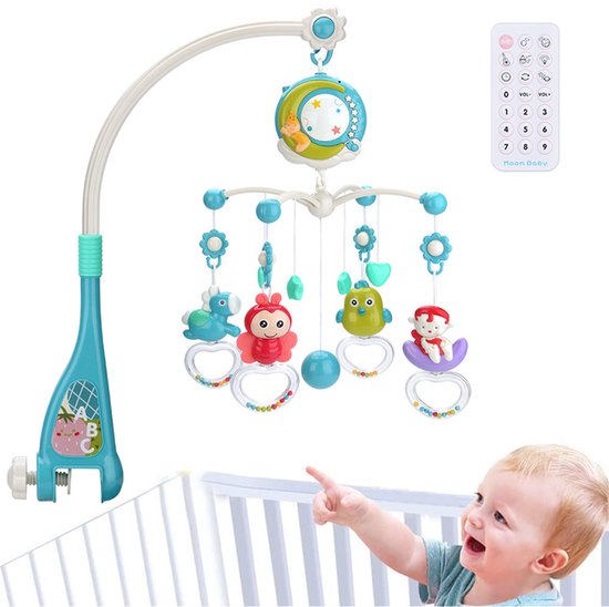 Babymobiel met Muziek en Projector - Wieghangertje met Timer en Afstandsbediening - Afneembare Speelgoed voor Babybedje - Kalmerende Lichtjes en Geluiden van Merkloos