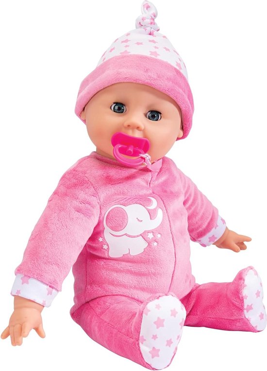 Babypop Laura - Zachte pop - Spelen en slapen - Ademende bewegingen - 38 cm - Roze