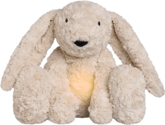 Baby's Only Bibi het knuffelkonijn met slaaptrainer - Baby knuffel met white noise en slimme huilsensor - Nachtlicht - Warm Linen van Merkloos