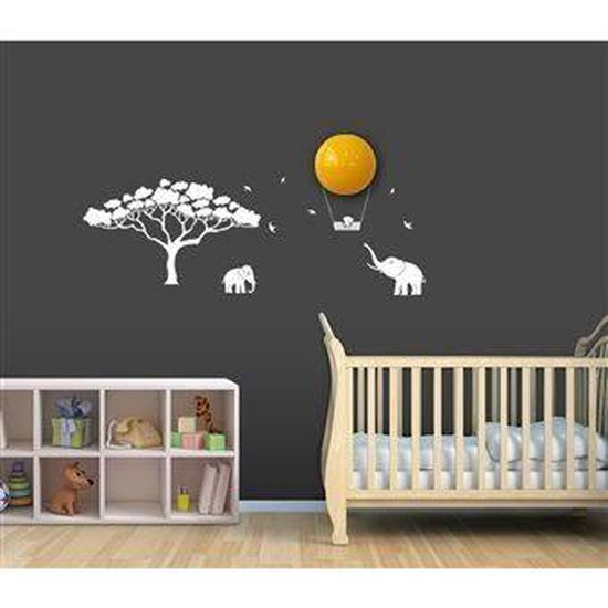 BABYZOO - Nachtlampje - Zon / Maan met stickers - Jungle, Olifant - Kinderkamer - LED van BABYZOO