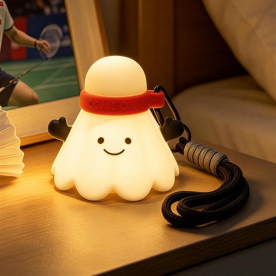 Badminton-nachtlampje voor Kinderen - Hanglampje Siliconen | Instelbare Helderheid, 7 Kleuren, BPA-vrij Siliconen, Oplaadbaar via USB (4-58 uur), met Ophanglusje voor de Kinderkamer [Energieklasse A++]