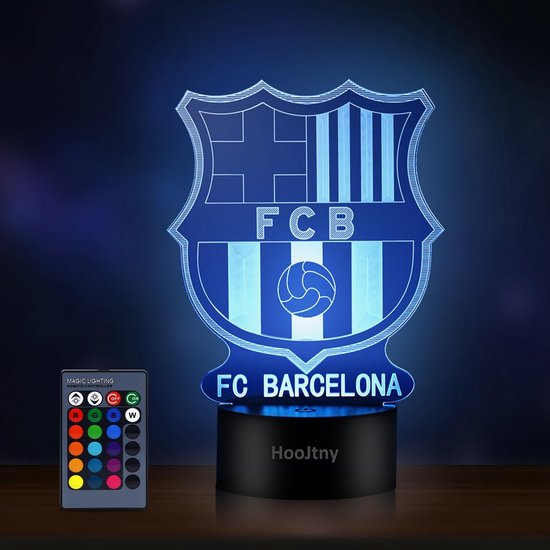 Barcelona Nachtlampje, Kinderen Lampen Barca, Barcelona Voetbal Nachtlampje 3D Led, 16 Kleuren USB Oplaadbaar, Cadeau voor Kinderen van Merkloos