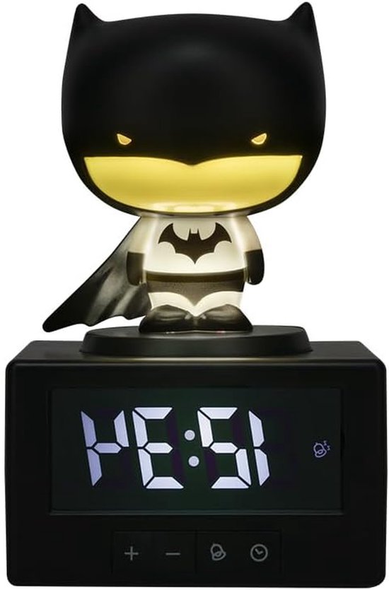 Batman Icon Wekker - Nachtlamp Klok - Wakker Worden - Officiële Geluiden - 15 cm - Multi