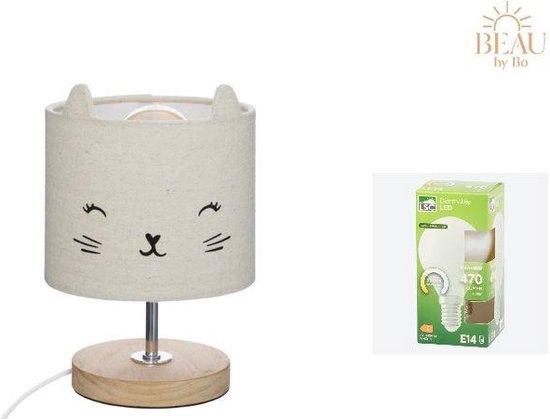 BEAU by Bo Nachtlamp poes met LED lamp E14 van BEAU by Bo