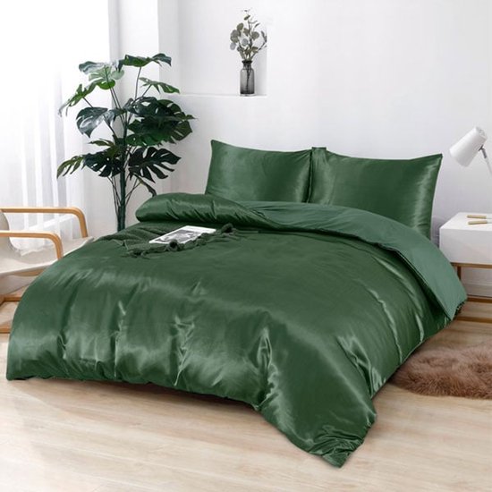Beauty Silk Dekbedovertrek Satijn Groen - 240x200/220 cm + 2 kussenslopen van Beauty Silk
