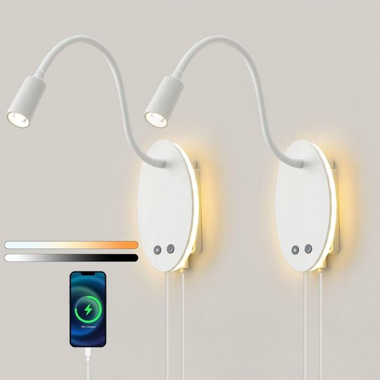 Bedlampjes Hoofdbord - Leeslampjes - Bedlamp Slaapkamer Volwassenen - Wit van Merkloos