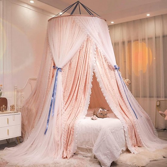 Bedluifel Prinsessenhemel - Hemeltje Bed Klamboe - Decoratie Slaapkamer - Dubbellaags Garenontwerp - 290 cm Hoog - Ster
