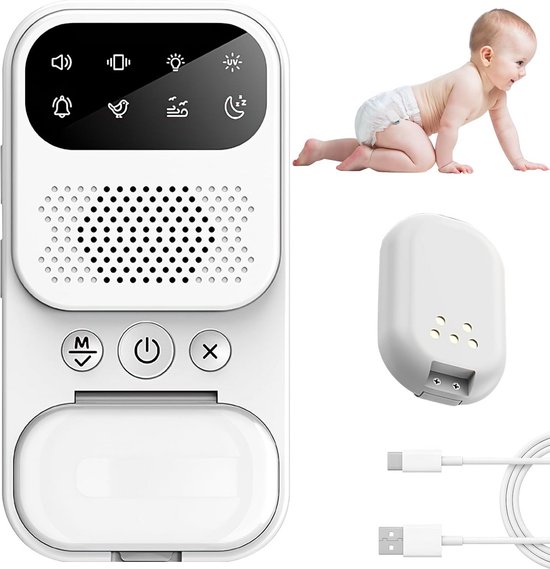 Bedplaswekker Kinderen - Draadloze Plaswekker - Zindelijkheidstraining - Afstandsbediening 10 Meter - USB Oplaadbaar - Wit