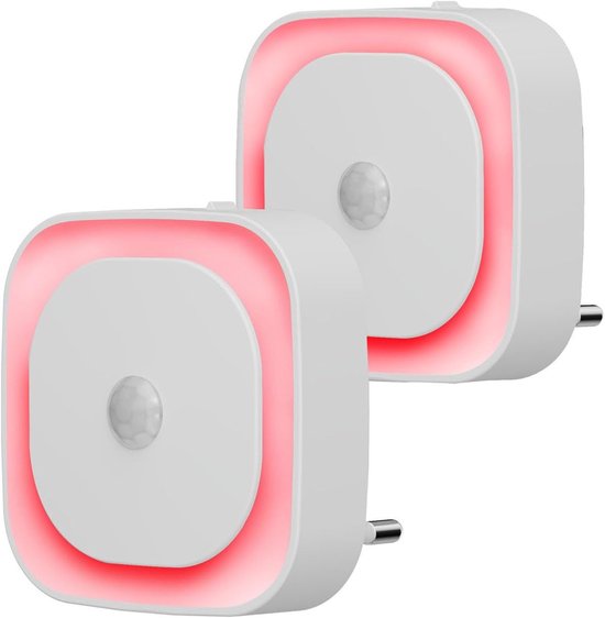 Bedverlichting met bewegingssensor - Automatisch LED-nachtlampje - Bewegingsgeactiveerd nachtlampje - Rood - 6cm x 7cm x 7cm