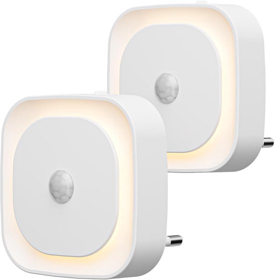 Bedverlichting met bewegingssensor - LED-nachtlamp met meerdere standen - LED-lamp met sensor voor de slaapkamer - Wit - 6cm x 7cm x 7cm