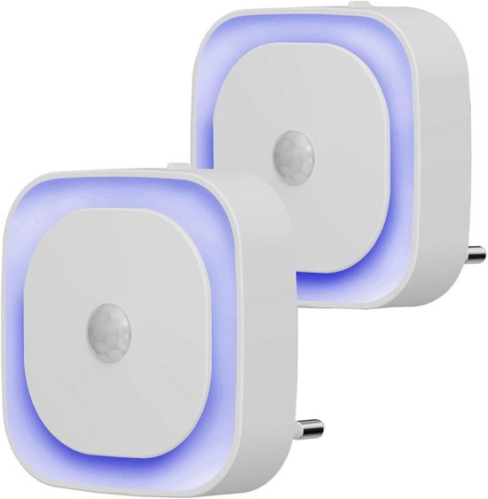 Bedverlichting met bewegingssensor - Slim nachtlampje met sensor - Dimbaar nachtlampje met sensor - Blauw - 6cm x 7cm x 7cm