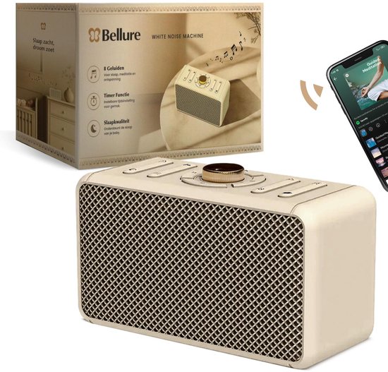 Bellure White Noise Machine - 8 verschillende geluiden - bluetooth - timerfunctie van Bellure