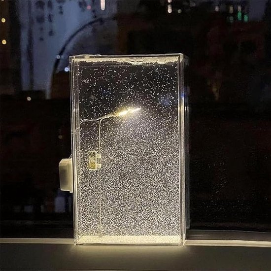 Besneeuwde lamp, besneeuwde straatlantaarn, besneeuwde lamp nachtlampje, besneeuwde lampz, nieuwe handgemaakte doe-het-zelf-kerstverlichting, besneeuwde nacht-straatlantaarn DIY-materialen straat vloeiende lamp, straatlantaarn sneeuwbol (2 stuks) van Merkloos