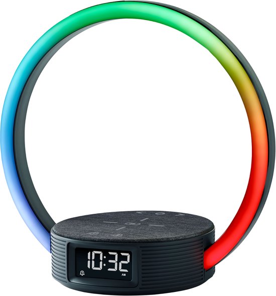 Beurer WL 65 Wake-up Light – LED – Design Lichtwekker & Snellader Smartphone – Zonsopgang- & Zonsondergang simulatie – 10 Watt Qi Snellader – Leeslamp & Sfeerlicht vele LED kleuren – 11 Melodieën - 3 Jaar Garantie van Beurer