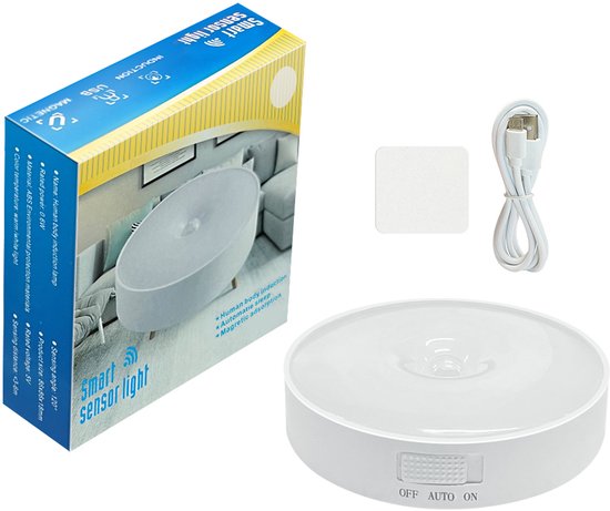 Bewegingssensor LED Nachtlamp USB Oplaadbaar – Draadloos Nachtlampje voor Keuken, Trap, Gang en Kast – Warm wit