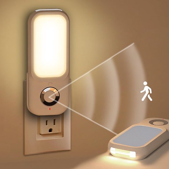 Bewegingssensor nachtlamp met zaklamp, nachtlamp met bewegingssensor van twilight to dawn in de muur, zacht warm wit, instelbare helderheid, ideaal voor in de slaapkamer, trap, gang van LOFTer