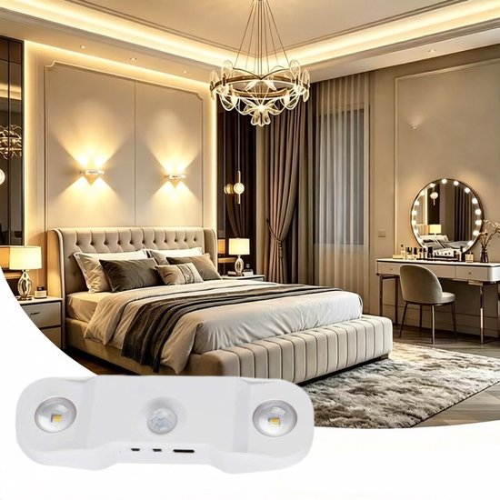 Bewegingssensor Wandlamp - Oplaadbare LED Nachtlamp met 3 Kleurtemperaturen - Magnetische Montage - Type-C Oplaadbaar - Draadloze Sfeerlamp voor Hal, Slaapkamer, Kast van Bwecuy