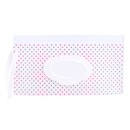 Billendoekjes houder - Vochtige tissuehouder -Natte doekjes houder - Dispenser - Wipe box - Billendoekjesdoos - Vochtig toiletpapier houder - Geschikt voor make up doekjes, reinigingsdoekjes - Baby cadeau - Kraamcadeau - Roze stippen
