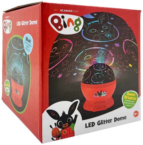 Bing LED Glitter Dome nachtlampje met kleurrijke verlichting. van Lexibook