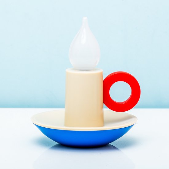Bitten Design Oplaadbaar Kandelaar Lampje - Wit Met Blauw van Bitten Design