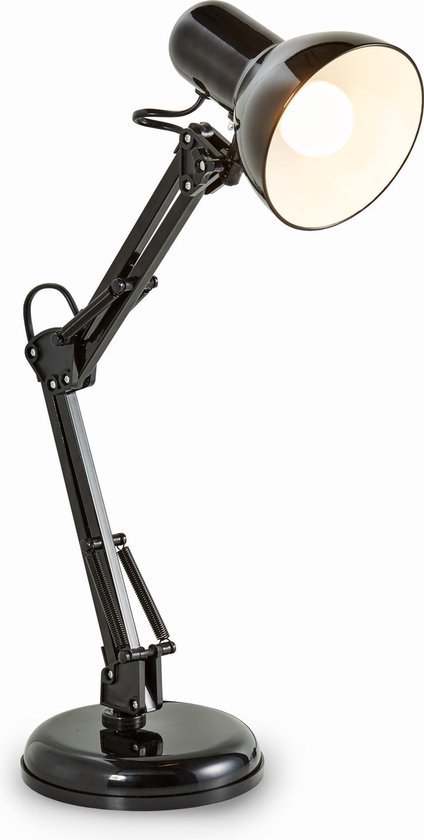 B.K.Licht - Zwarte Tafellamp - industriële bureaulamp - kantelbaar retro metalen design - bureaulamp E14 fitting - excl. lichtbron van Briloner