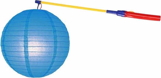 Blauwe lampion 25 cm met lampionstokje - Sint Maarten lampionnen van Shoppartners