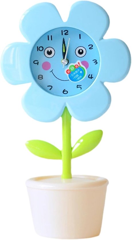 Bloempot Geluidsklok - Stille Wekker Kinderen - Rustgevende Geluiden - Interactief Slaaphulpmiddel - 14cm Breed - Blauw