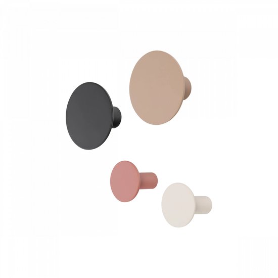 Blomus Ponto wandhaken set van 4: moonbeam, cedar wood, nomad & espresso