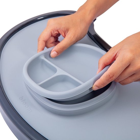 Bloom fresco kinderstoel placemat voor op tafel met kommetjes grijs van Bloom