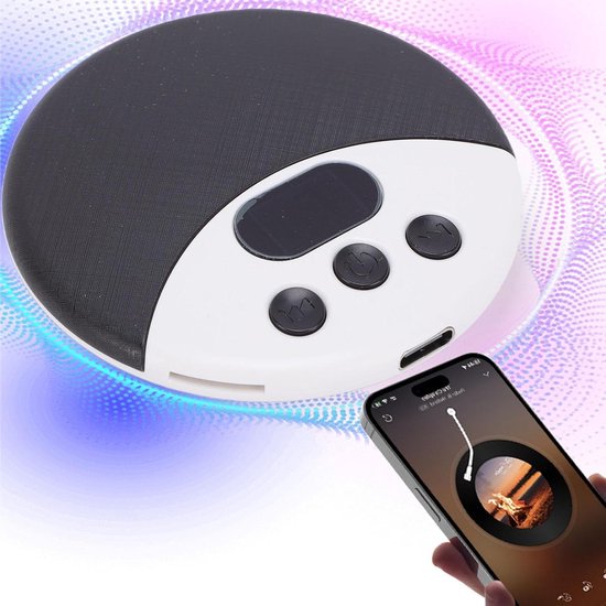 Bluetooth Kussenluidspreker - Slaap Geluidsmachine - Ontspannen Slapen - Plat Ontwerp - 68 x 68 x 13 mm - Zwart