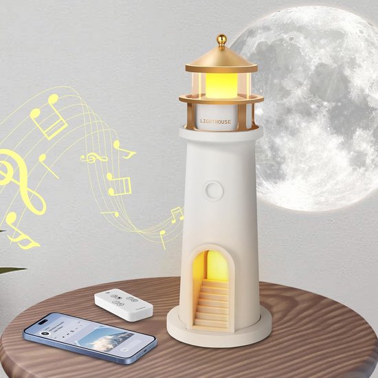 Bluetooth nachtlamp met muziek en afstandsbediening - Maanlichtprojector voor kinderen