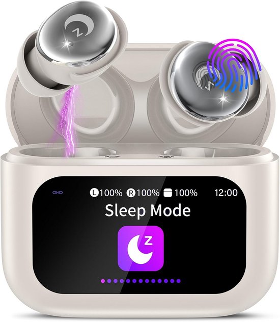Bluetooth slaaphoofdtelefoon met touchscreen comfortabel wit van Merkloos