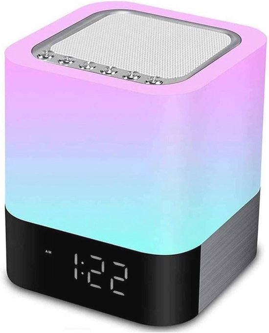 Bluetooth Speaker Nachtlampje met Touch Sensor en 7 Kleuren - MP3-speler en Wekker voor Kinderen en Feesten van Merkloos