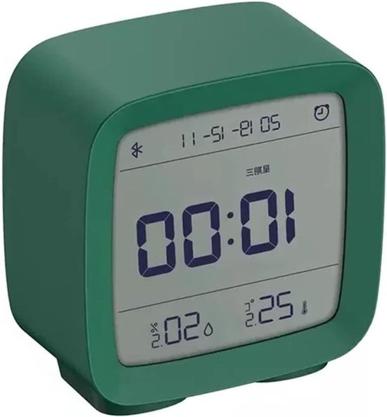 Bluetooth Wekker - Digitale Klok - Kamertemperatuur Meten - Instelbaar Nachtlampje - 80x41x83 mm - Groen