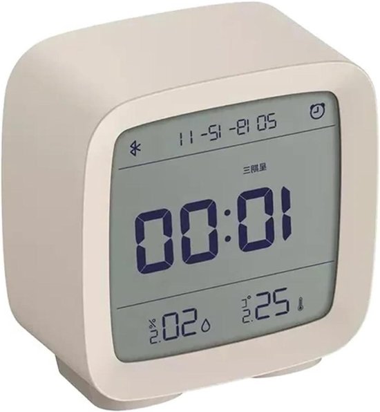 Bluetooth Wekker - Digitale Klok - Kamertemperatuur Meten - Instelbare Nachtlamp - 80x41x83 mm - Wit