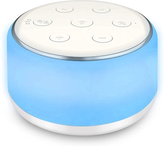 Blyx® - White Noise Machine - Compacte Slaaphulp - 34 Geluiden, 7 Lichtkleuren - Oplaadbare 1800mAh Batterij - Incl. Nachtlamp - Meerkleurig