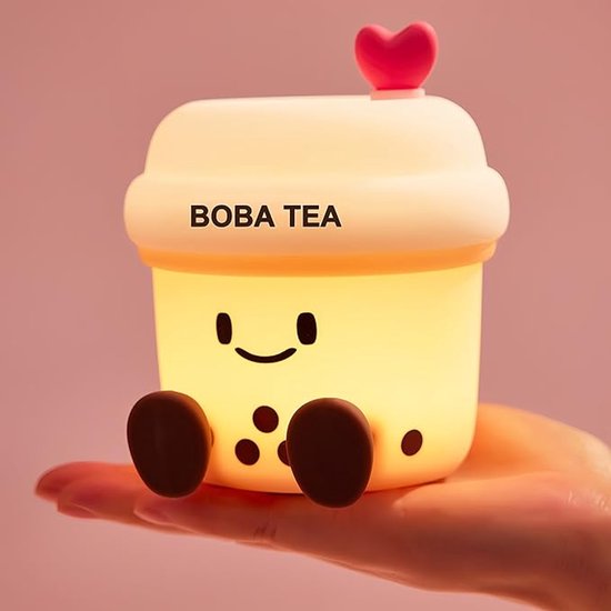 Boba melkthee nachtlampje, schattige siliconen parelmelkthee, decoratie voor kinderkamer, TYPE-C oplaadmodel van KAKALUOTE