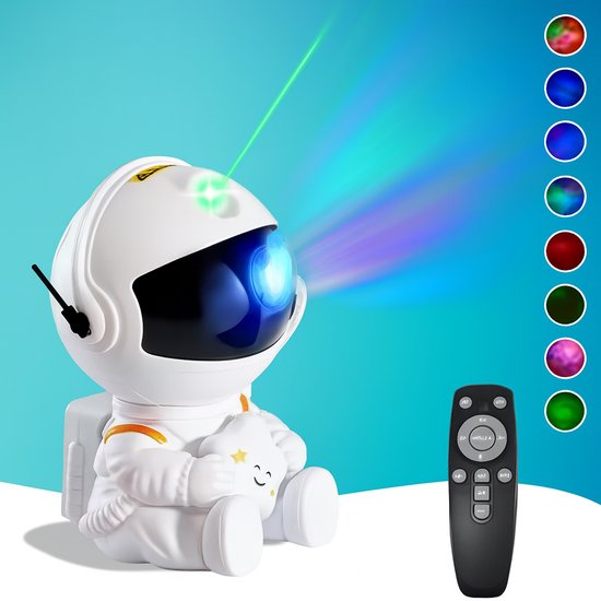 BOECK - Kinderlamp - Nachtlamp - Robot-astronaut projector nachtlampje – 360° rotatie, warm LED-licht, oplaadbaar van BOECK