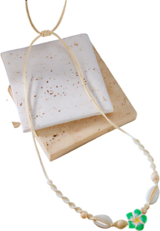 Bohemen Schelp Choker Ketting voor Vrouwen – Groen – Zomer Mode Handgeweven Touw Halsketting met Zoete Bloem Hanger – Boho Strand Sieraden Accessoire voor Dagelijks Gebruik en Vakantie van Merkloos