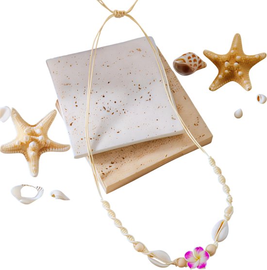 Bohemen Schelp Choker Ketting voor Vrouwen – Paars – Zomer Mode Handgeweven Touw Halsketting met Zoete Bloem Hanger – Boho Strand Sieraden Accessoire voor Dagelijks Gebruik en Vakantie van Merkloos