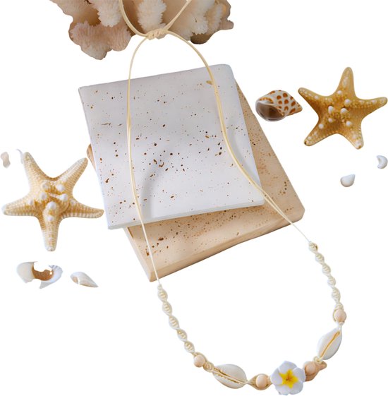 Bohemen Schelp Choker Ketting voor Vrouwen – Wit – Zomer Mode Handgeweven Touw Halsketting met Zoete Bloem Hanger – Boho Strand Sieraden Accessoire voor Dagelijks Gebruik en Vakantie van Merkloos