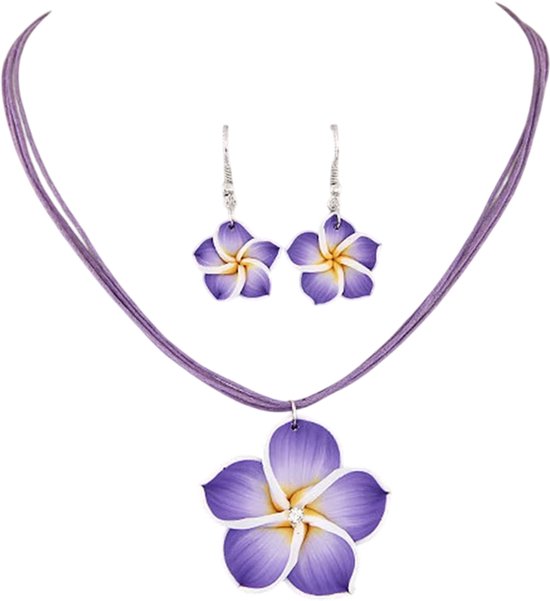 Bohemian Bloemen Sieradenset voor Dames - Boho Ketting en Oorbellen, Zomerse Bloemen Sieraden voor Strand en Feest - Paars van Agenlulu