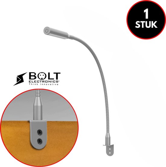 Bolt Electronics® 1011 LED Bed Leeslampje - Wandlamp met Dimfunctie – Hoofdbord Leeslamp – Bureaulamp - 2700K Warm Wit – Aluminium – Zilver van Merkloos
