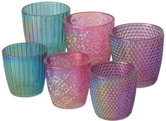 Boltze Home windlicht set decoratie multicolor karton 2-delig. van Merkloos