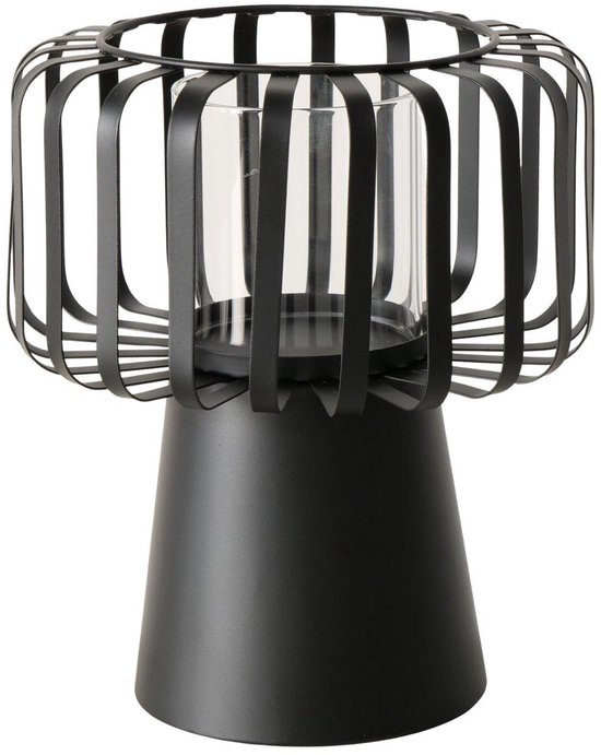 Boltze Home windlicht zwart industrieel design 18x18x21cm decoratie. van Boltze Home