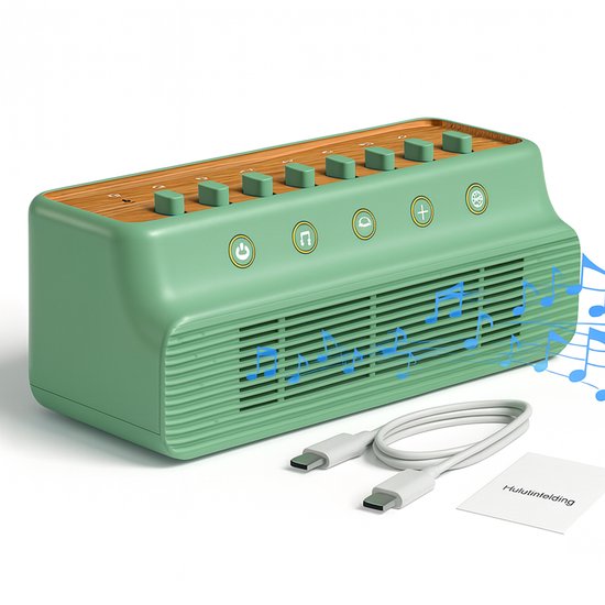 Boscer White Noise Speaker – Witte Ruis Bluetooth Speaker - 8 Rustgevende Omgevingsgeluiden - USB-C Oplaadbaar – Slaaptimer - Volledig Instelbaar – Voor Kind & Volwassenen – Slaapgeluiden - Groen van Merkloos
