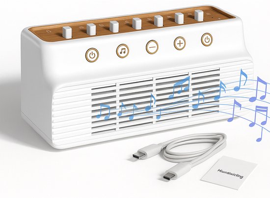 Boscer White Noise Speaker – Witte Ruis Bluetooth Speaker - 8 Rustgevende Omgevingsgeluiden - USB-C Oplaadbaar – Slaaptimer - Volledig Instelbaar – Voor Kind & Volwassenen – Slaapgeluiden - Wit van Boscer