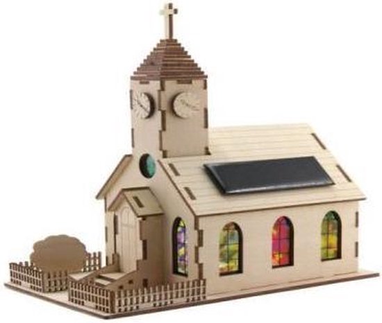 Bouwpakket - Kerk met zonnepaneel van Merkloos